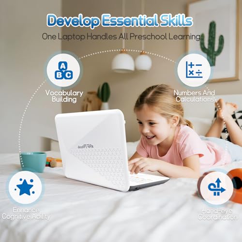 Kids Laptop, Color Screen Educational Laptop with 48 Learning Modes, Laptop for Kids Ages 5+ - style: WHITE