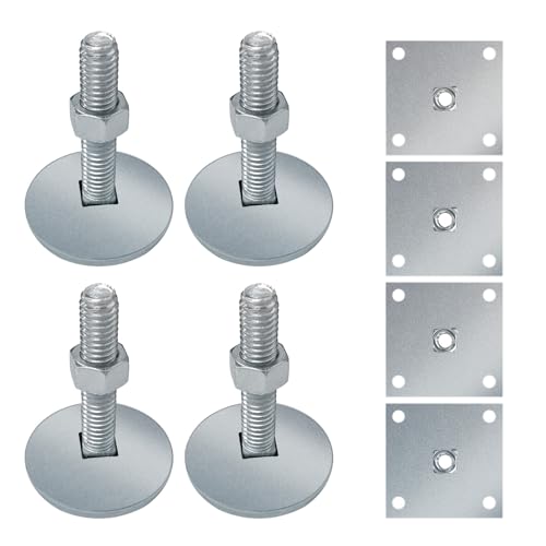 BigEmpty Heavy Duty 2" Leg Levelers Set with Square Metal Plate Compatible with Arcade Game Cabinets(4PCS)