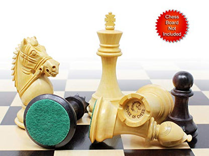 House of Chess - Ringy Rosewood/Boxwood Chess Pieces Rio Staunton 4.0" (102 mm) - 2 Extra Queens - Triple Weighted
