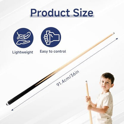 2-Piece Pool Cue Stick – 36″/42″/48″/58″ Wooden Billiard Cues, Standard & Heavy Options, 13mm Tip, Set of 2 or 4 – Beginner & Family Friendly - size: 36" set of 2