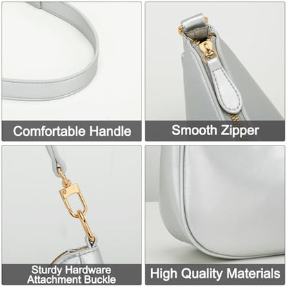 KKXIU Shoulder Bag for Women Cute Hobo Purses and Handbags Retro Clutch Underarm Purse | Cute - color: Silver