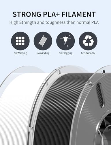 RAMBERY Black PLA+ 3D Printer Filament 1.75mm 1kg Spool, Toughness Upgraded 3D Printing Filament, Neatly Wound Fit Most FDM Printers - color: Pla+ Black, size: 1kg