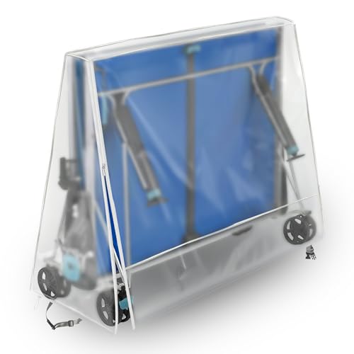 Ping Pong Table Cover for Indoor & Outdoor Folding Table Tennis Tables, Frosted Semi-Transparent PVC Table Protector, Waterproof, Side Zipper for Easy Fit, Fits 65''x28''x10''x69'' Tables