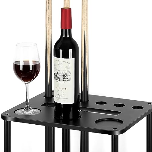 smusei Pool Stick Holder Pool Cue Holder Pool Cue Stick Rack Floor Stand Billiard Stick Holder Pool Table Accessories for Billiard Room Game Room Club Holds 6 Cues, Black