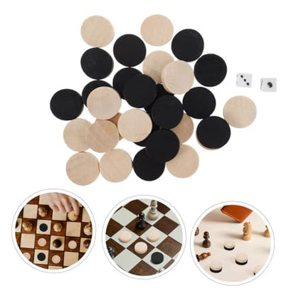 60pcs Wooden Checkers Set – Storage Pouch for Kids Adults for Board Game Replacement Mini Checkers Game for Family Fun