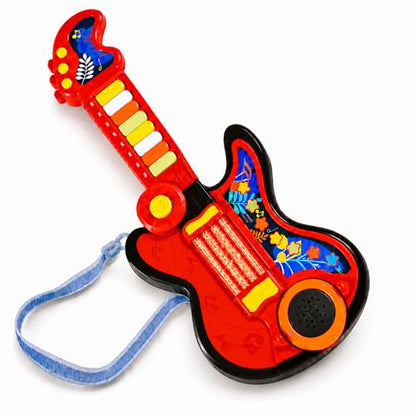 Toddler Guitar Toy for Boys & Girls 1-3, 4-in-1 Touch & Play Kids Guitar Piano Musical Toy with Projector Light, Drum, Lullabies & Volume Control, First Guitar Birthday Gift for Kids & Babies Ages 1-5 - color: Red