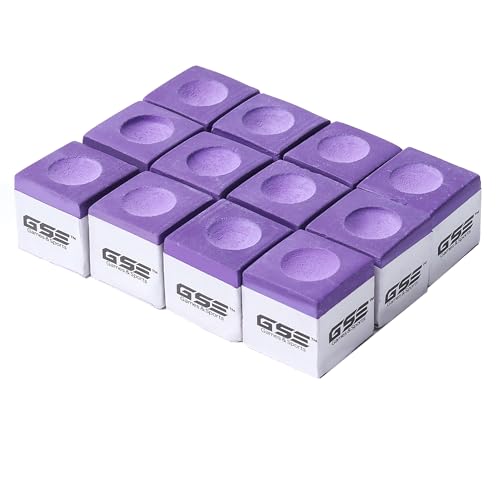 GSE Games & Sports Expert 12-Pack of Billiard/Pool Cue Chalks, Billiard Pool Table Accessories for Home/Tournament Use (6 Colors Available) - color: Purple