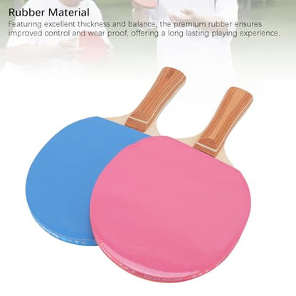 Table Tennis Paddles Set, Wear Proof Rubber 7 Ply Wood Portable Table Tennis Racket Kit with Storage Cases for Indoor Outdoor Game for Kids & Adults 2 Player & 4 Player