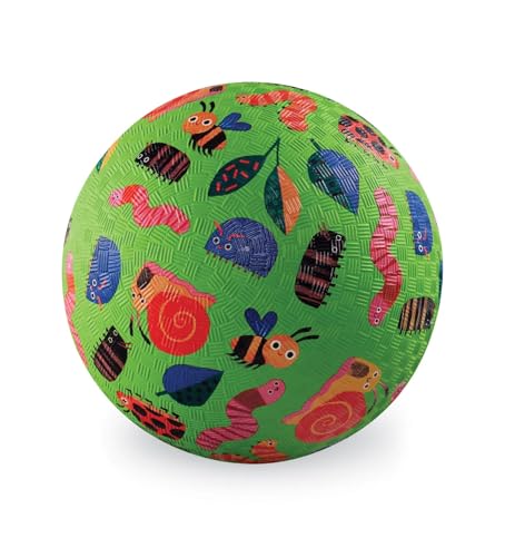 Crocodile Creek Playground Ball - Durable Rubber Ball for Kids Ages 3 and Up - Bouncy Inflatable Ball for Kickball, Indoor Games, and Outdoor Sports - PVC-Free - color: Garden Friends, size: 5 Inch
