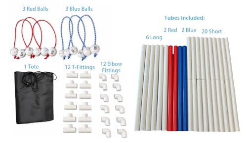 Premium Da Ladder Ball Set, Outdoor Lawn Toss with Real Golf Ball Bolas, PVC Frame, Carrying Bag, Red White and Blue, Made in USA