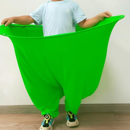 Granny Pants Yard Game – Giant Stretchy Pants Outdoor Relay Set with 10 Bouncy Balls & Pump, Hilarious Backyard Party Game for Adults, Field Day, Team Building & Family Reunions - color: Green-1