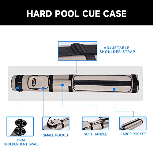 GSE Games & Sports Expert 2x2 Deluxe Hard Billiard Pool Cue Stick Carrying Case, Billiard Cue Case, Billiards Accessories (Several Colors Available) - color: Oval - Dark Grey
