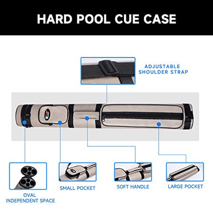 GSE Games & Sports Expert 2x2 Deluxe Hard Billiard Pool Cue Stick Carrying Case, Billiard Cue Case, Billiards Accessories (Several Colors Available) - color: Oval - Dark Grey