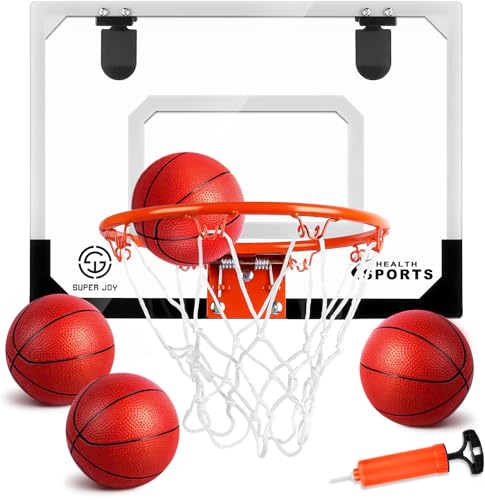 Mini Basketball Hoop Over The Door - Wall Mounted Basketball Hoop Set with Complete Accessories - Basketball Toys Gifts for 6 7 8 9 10 11 12 Year Old Boys