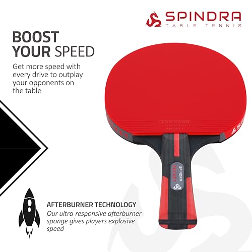 Rocket Performance Level Ping Pong Paddle, Intermediate/Advanced Table Tennis Paddle with 2MM Offensive Rubber, 2MM Afterburner Sponge, Included Protective Case to Accelerate Your Game