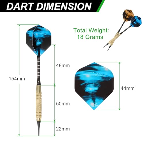 PATIKIL Soft Tip Darts Set Darts Plastic Tip 12 Pack 18 Gram with 60 Extra Plastic Dart Tips 21 Dart Flights 12 Plastic Shafts for Electronic Dart Board