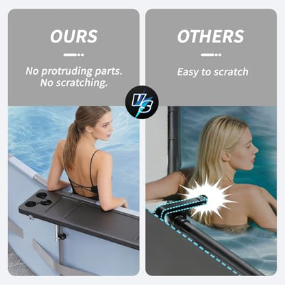 Poolside Bar, 47.2"×11.8" Poolside Bar Table with 6 Cup Holders, Folding Above Ground Pool Bar, Portable Swim Up Bar, Frame Above Ground Round Swimming Pools Accessories(Includes Storage Bag) - color: Dark Gray Pool Bar