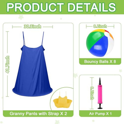 Granny Pants Yard Game Granny Pants Game with Strap Giant Yard Pant Toss Game Outdoor Party Game Granny Pants Outdoor Game with Bouncy Balls and Pump for Family Reunion Day Backyard Gatherings - color: Blue Gold