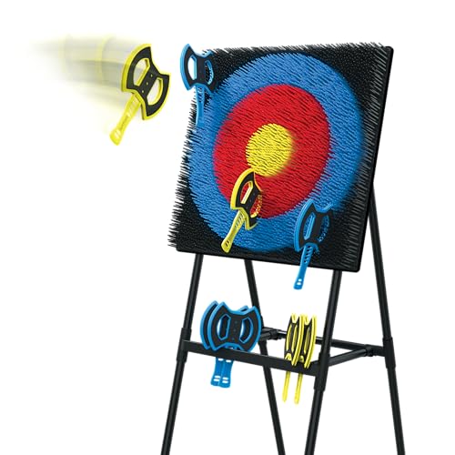 EastPoint Axe Throwing Game Set - 5 ft Tall Pack of 8 - Precision Bristle Catcher & Axe Target - Foam Throwing Axes & Outdoor Games for Adults - Alloy Steel Frame & Storage for Yard Activities