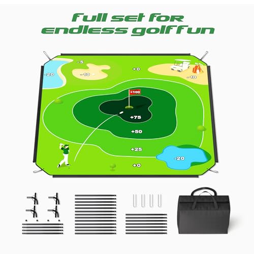 58" x 58" Battle Golf Chipping Game - 2-in-1 Sticky Golf Game Set, Large Chipping Mat for Chipping Practice - Fun Family Party Game for Indoor and Outdoor Use - size: 58" x 58" Basic