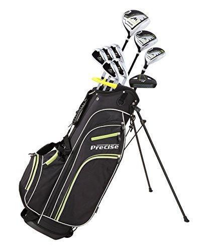 Precise M3 Men’s 14-Piece Golf Set – 460cc Driver, Wood, Hybrid, 6-PW Irons, Putter, Stand Bag, 3 Headcovers and Cover - RH - size: Green - Tall Size +1"