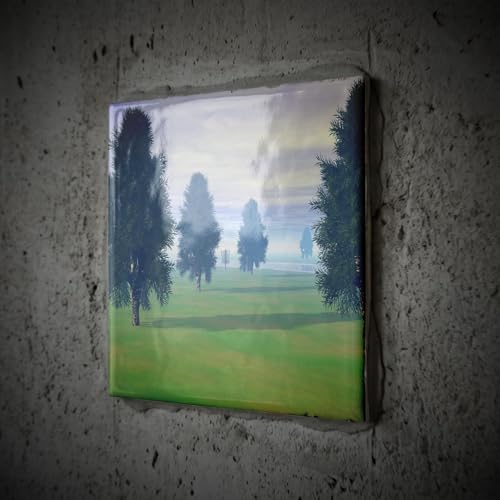 3dRose Fairway to Seven - Distant disc Golf Basket in Trees on Seventh Fairway 8 Inch Ceramic Tile