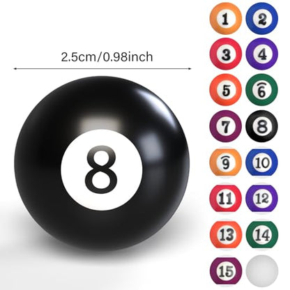 AccEncyc 2.5cm/0.98inch Mini Billiard Balls Set 16Pcs Children's Pool Balls for Kid's Table, Indoor Game Toy for Kids, Adults