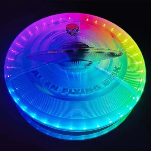 LETAO RGB Flying Disc - 38 LEDs, 12 Lighting Modes, Rechargeable, Waterproof, Lightweight & Safe for Kids & Adults