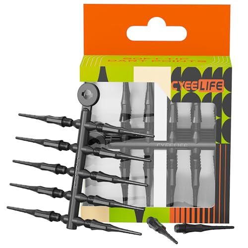 CyeeLife Fit Point Plus Tip | Soft Tip Dart Points | 2BA Thread | Dart Accessory | 50 Count