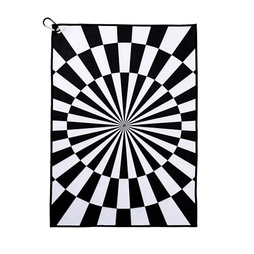 ZEETY Golf Towel with Carabiner Clip – 16"x24" Kaleidoscope Pattern Microfiber Golf Towels – Unique Golf Accessories & Golf Gifts for Men & Women (Black) - color: Black