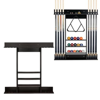 Pool Stick Holder Wall Mount, 8 Pool Cue Rack Wall Mount, Solid Wood Pool Cue Holder & Cue Stick Holder, Professional Pool Stick Wall Rack for Billiard Room Accessories Holds 8 Cues,Black - size: 8 Cues, style: SU-wa-8 Cue Racks-black