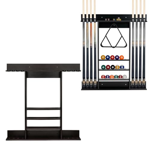 Pool Stick Holder Wall Mount, 8 Pool Cue Rack Wall Mount, Solid Wood Pool Cue Holder & Cue Stick Holder, Professional Pool Stick Wall Rack for Billiard Room Accessories Holds 8 Cues,Black - size: 8 Cues, style: SU-wa-8 Cue Racks-black