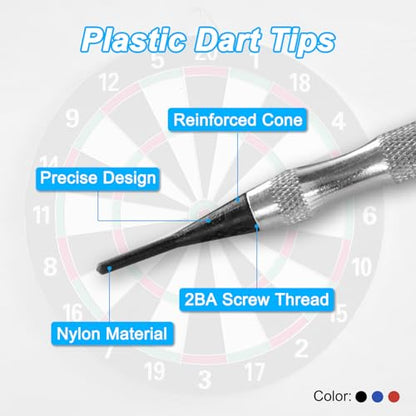 Plastic Dart Tips 2BA Thread, 30 Pack Soft Tip Dart Points Replacement Dart Accessories, Black