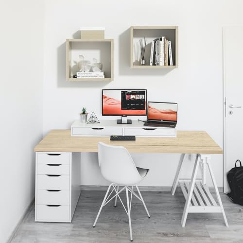 Kaboon Universal Tabletop 59.1"x23.62", Solid One-Piece Melamine Table Top, Double Desk L-Desk DIY, Home and Office Countertop, Oak/Grey Tone - color: Oak, size: 60x24