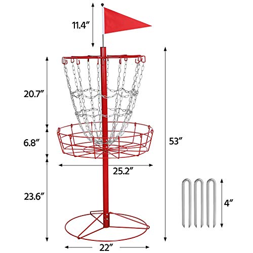 Topeakmart Portable Disc Golf Practice Basket Sport Disc Rack Disc Golf Discs Red