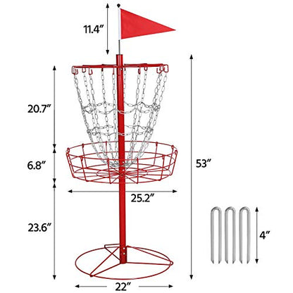 Topeakmart Portable Disc Golf Practice Basket Sport Disc Rack Disc Golf Discs Red