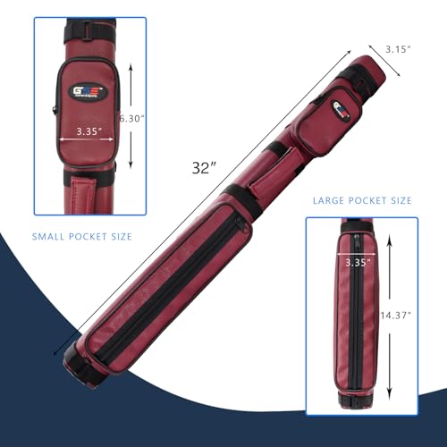 GSE Games & Sports Expert 2x2 Deluxe Hard Billiard Pool Cue Stick Carrying Case, Billiard Cue Case, Billiards Accessories (Several Colors Available) - color: Square - Burgundy