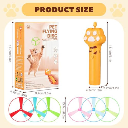 Ciieeo 1 Set Cat Toy Disc Launcher, Interactive Cat Fetch Toy Rechargeable Launcher with Flying Discs - Funny Flying Enrichment Supplies for Indoor Bored Kittens Adult Breeds