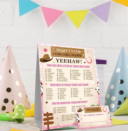 Cowgirl Birthday Party Decorations-Birthday Party Games,Cowgirl Theme Birthday Partys Sign,Baby Shower Decorations,Birthday Partys Game,Baby Shower Games,What's your Cowgirl Name - style: Cowgirl 3