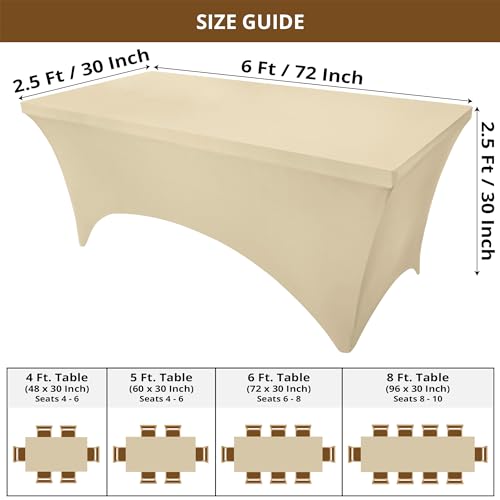 Utopia Kitchen Spandex Tablecloth 2 Pack [6FT, Champagne] Tight, Fitted, Washable and Wrinkle Resistant Stretch Table Cloth Rectangle Cover for Trade Show, Weddings & Parties [72Lx30Wx30H Inch] - color: Champagne, size: 6 Feet - 2 Pack