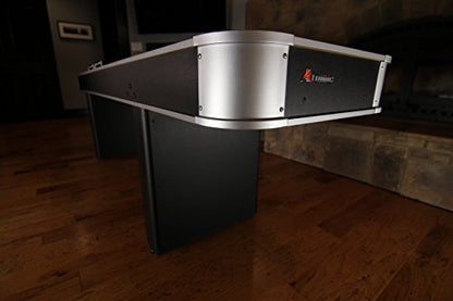 Atomic 9’ LED Shuffleboard Tables with Poly-Coated Playing Surface for Smooth, Fast Puck Action and Pedestal Legs with Levelers for Optimum Stability and Level Play