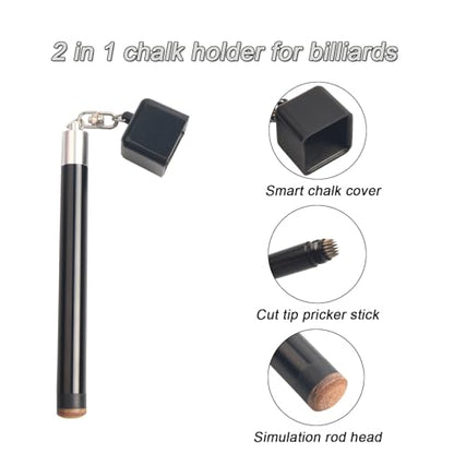 LAKE OF FIRE Pool Cue Chalk Holder – 2-in-1 Billiard Accessory with Pool Chalk Holder & Cue Tip Tool - color: Black, style: Square