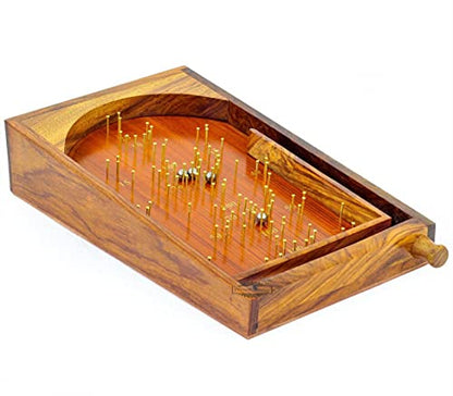 Wood Touch International-Bagatelle Traditional Solid Wood Pinball Game - 30cm x 45cm - for Kids (Large 17.72" x 11.81" x 2.95" inches) - size: Large 17.72" x 11.81" x 2.95" inches