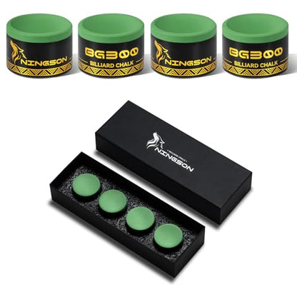 Pool Cue Chalk, Nano Billiard Chalk Round Cue Chalk, Smooth Low Residue Pool Chalk, Reduce Miscue, Durable Long Lasting Chalk for Pool Table, Bars, Clubs & Home - color: Green-4 piece
