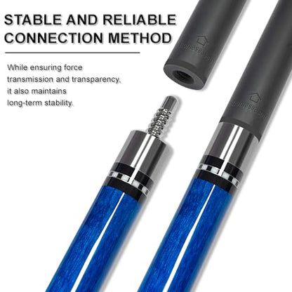 HomeSeason 58inch Carbon Fiber Pool Cue Stick with Screw-in Extension and Leather Case, 18oz Low Deflection Professional Cue Stick for Billiards, 13mm Tip - color: 19oz/Blue