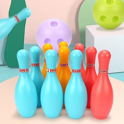 RiToEasysports Kids Bowling Set, Plastic Indoor Outdoor Game Toy for Children with 6 Pins and 2 Balls, Develops Motor Skills Hand Eye Coordination, Great Parties School Activities