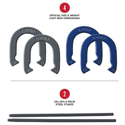 Franklin Sports Horseshoes Sets - Game Sets for Adults + Kids - Includes (4) Horseshoes and (2) Ground Stakes - style: Family