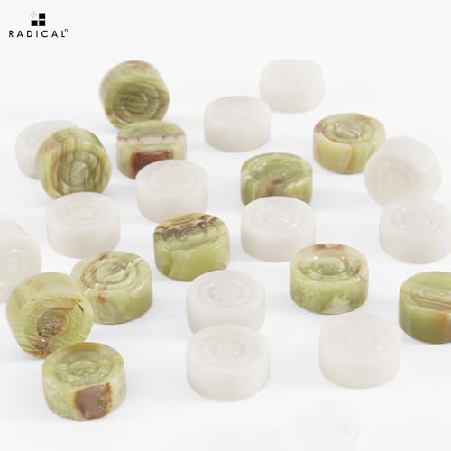 Radicaln Marble Checker Figures 1.25'' Inches White and Green Onyx Handmade Classic Checkers Pieces for Board Game, Draughts Board Game for Adults - color: White and Green Onyx