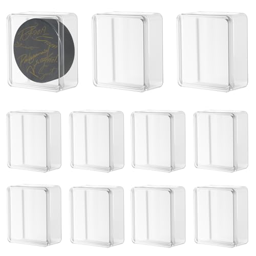 Hockey Puck Display Cases, Acrylic Cube Square Hockey Puck Display Cases - Fits Official Size Hockey Puck (12 PCS) - size: 12 PCS