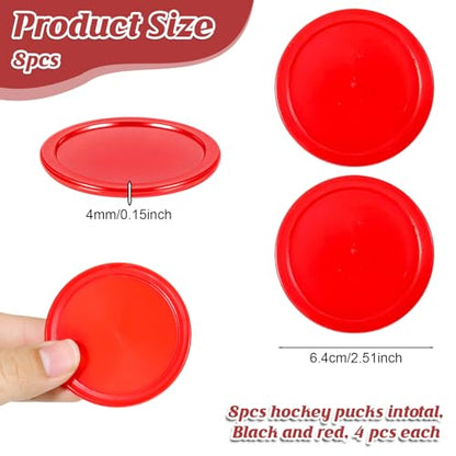 2.5 Inch Hockey Pucks, 8 Pcs Air Hockey Pucks Set Durable Puck for Air Hockeys Table - color: Red